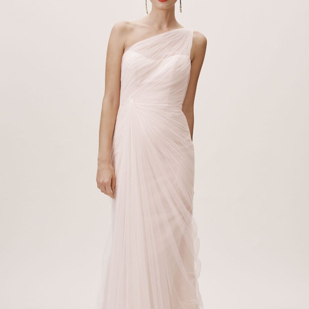 BHLDN Prelude Gown Size 4 and 14 Blush Pink One Shoulder NEW